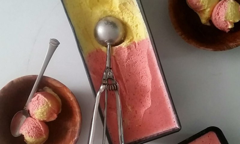 סורבה פירות בשני צבעים / אופה לשבת